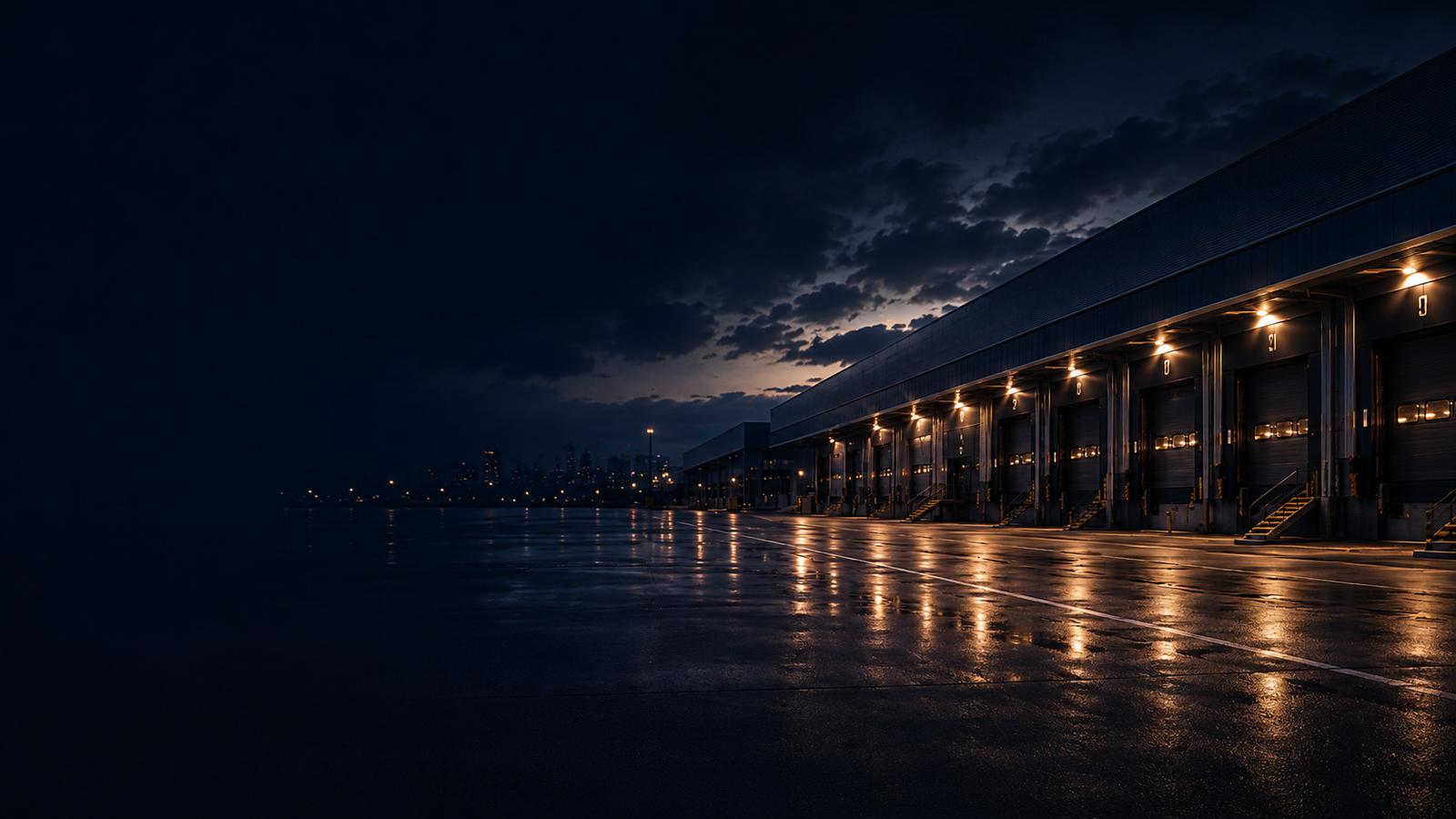 Night-time UK transport depot